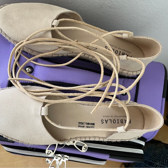 Fabiolas Spanish Espadrilles Alpargatas Suede Leather Almond Toe Ankle Ties 39 - Picture 5 of 11